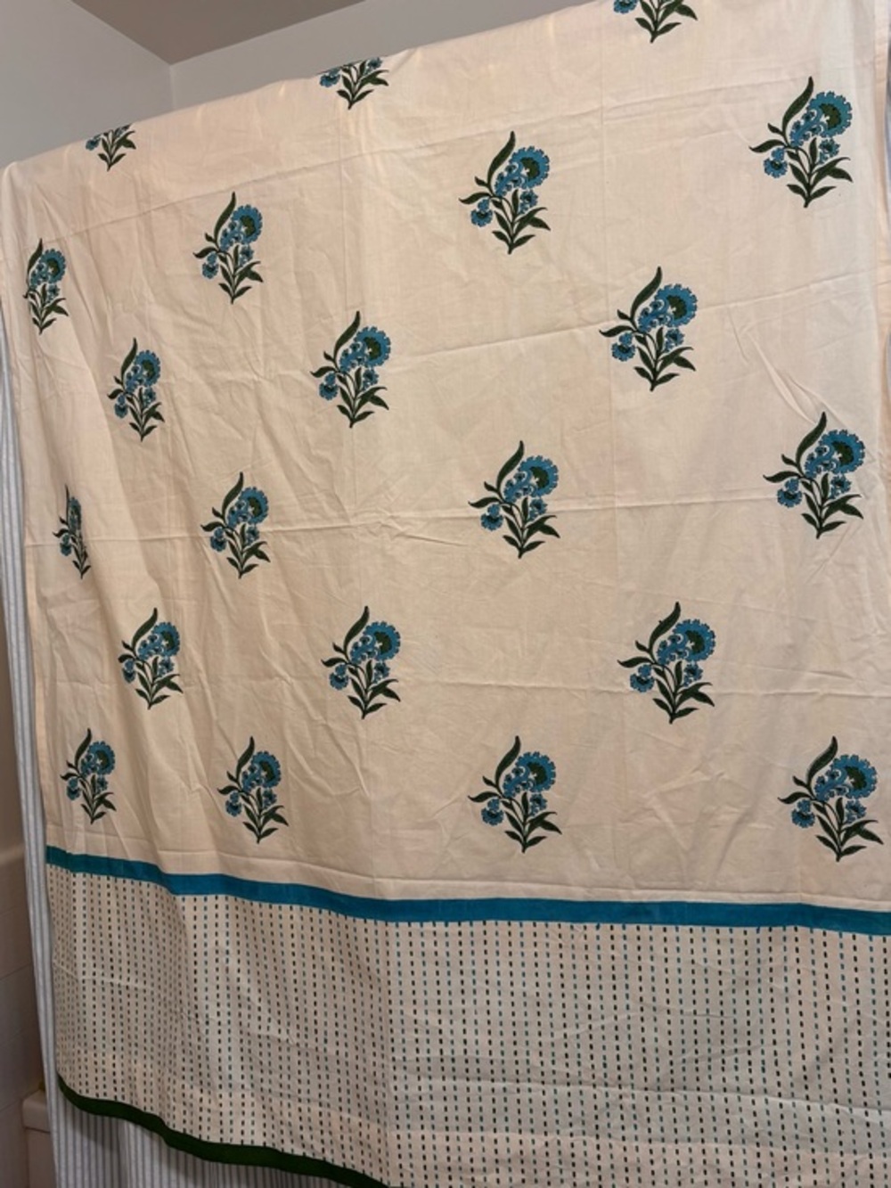 Fabindia Blue Floral Print Curtain Panel